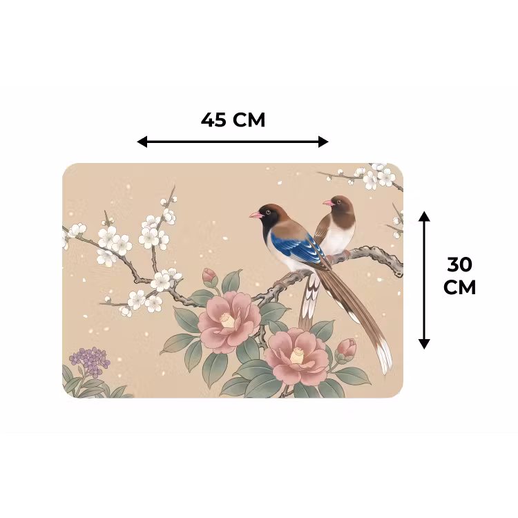 Placemat - 6 stuks - Bloemen - Vogels - Bloemen — 3