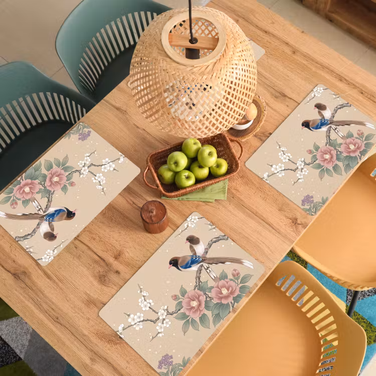 Placemat - 6 stuks - Bloemen - Vogels - Bloemen — 6