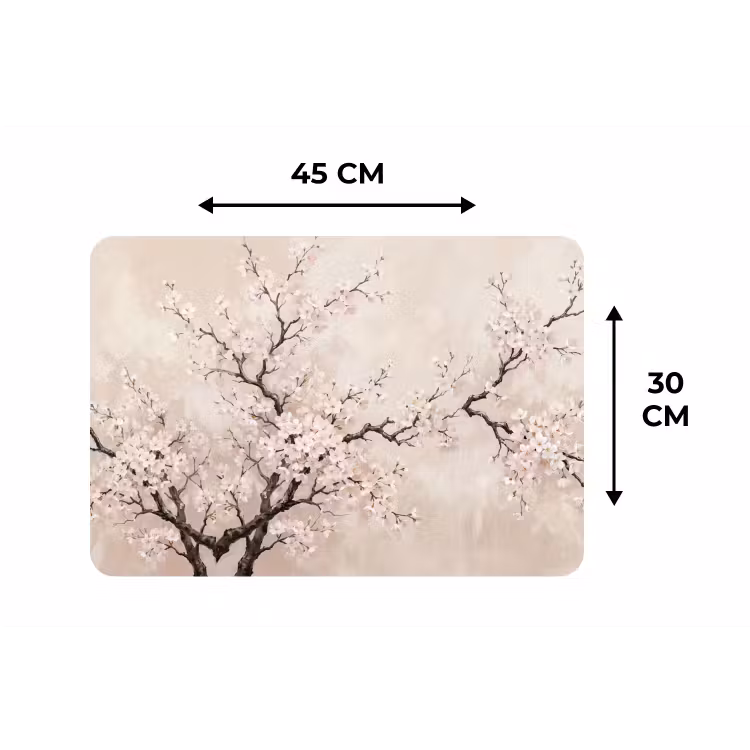 Placemat - 6 stuks - Bloesem - Illustratie - Taupe — 3