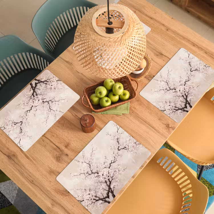 Placemat - 6 stuks - Bloesem - Illustratie - Taupe — 6