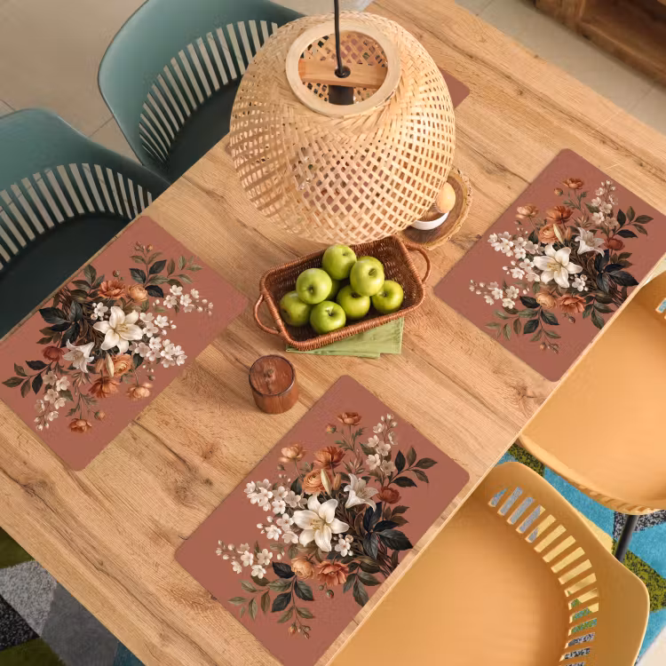 Placemat - 6 stuks - Boeket - Retro - Kleurrijk — 6