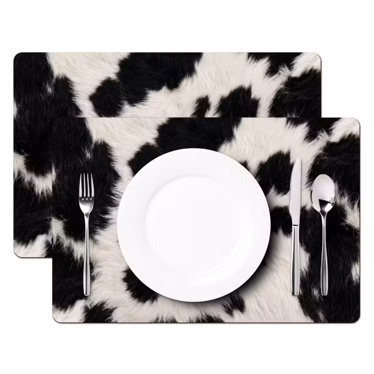Placemat - 6 stuks - Bont - Textuur - Zwart - Wit — 2