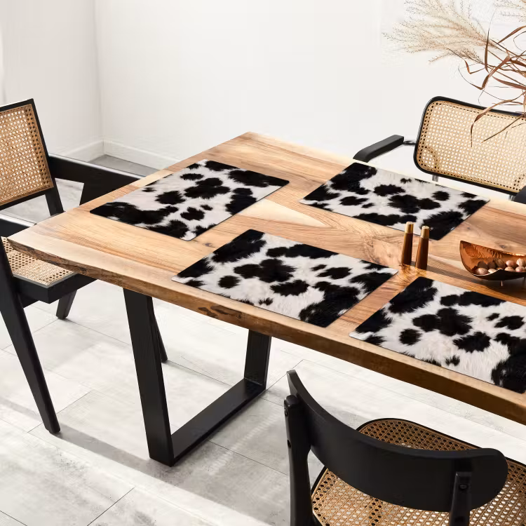 Placemat - 6 stuks - Bont - Textuur - Zwart - Wit — 5