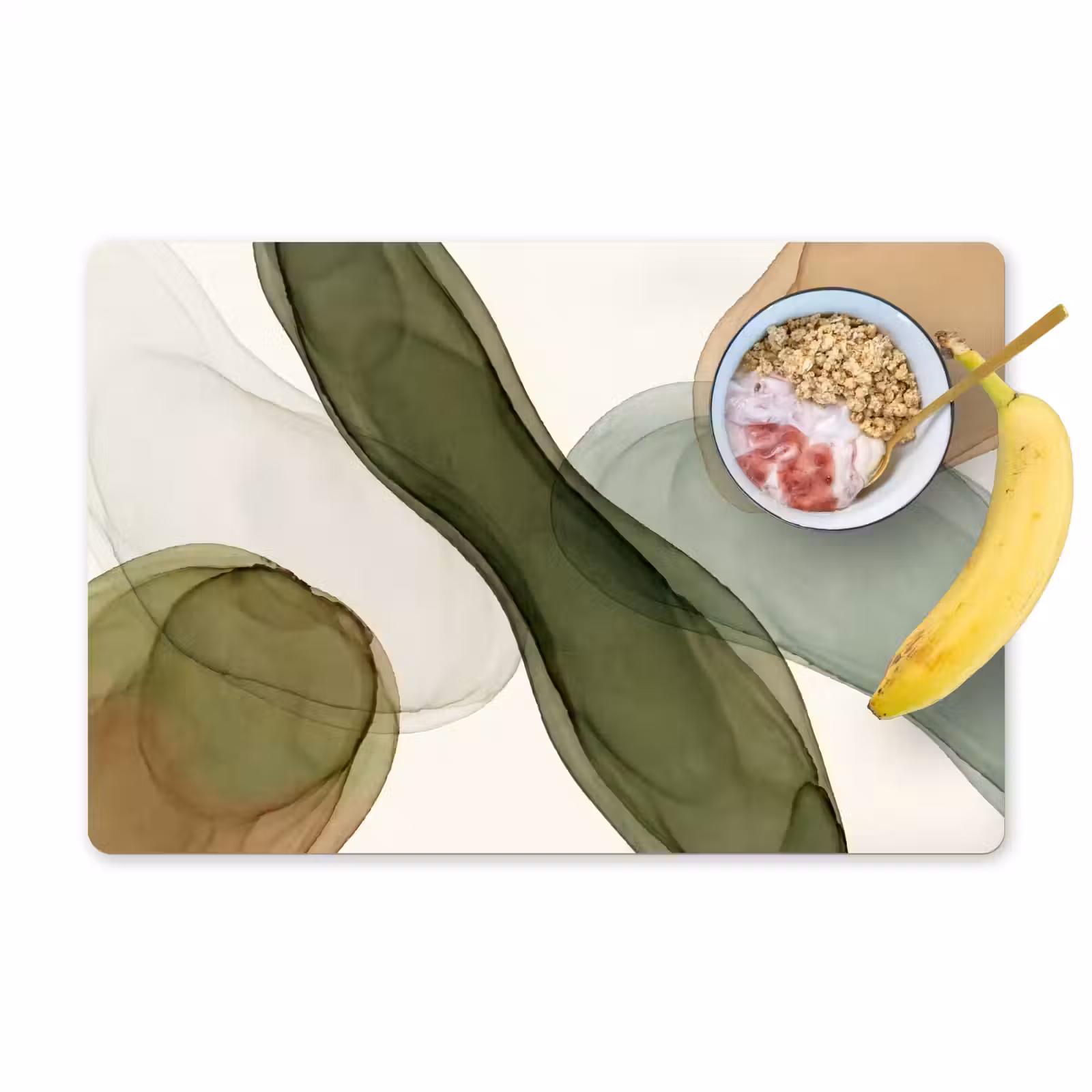 Placemat - 6 stuks - Abstract - Vormen - Modern - Kunst - Groen - Bruin — 1