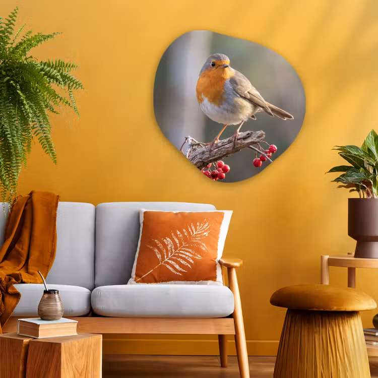 Organische vorm aluminium - Roodborst - Tak - Bessen - Natuur — 3