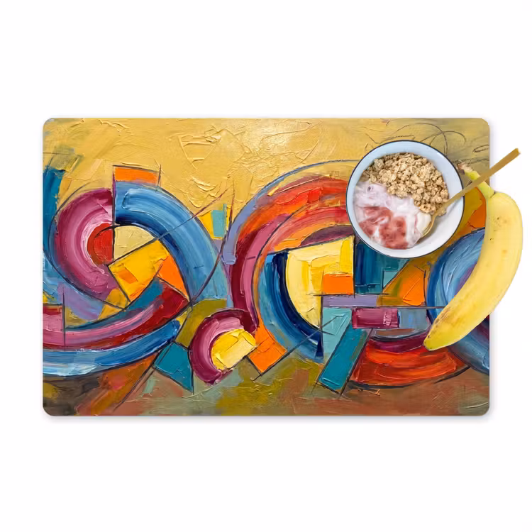 Placemat - 6 stuks - Abstract - Cirkels - Schilderij - Kleurrijk - Dynamisch — 1