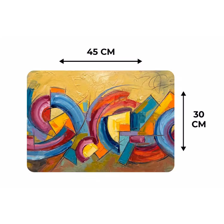 Placemat - 6 stuks - Abstract - Cirkels - Schilderij - Kleurrijk - Dynamisch — 3