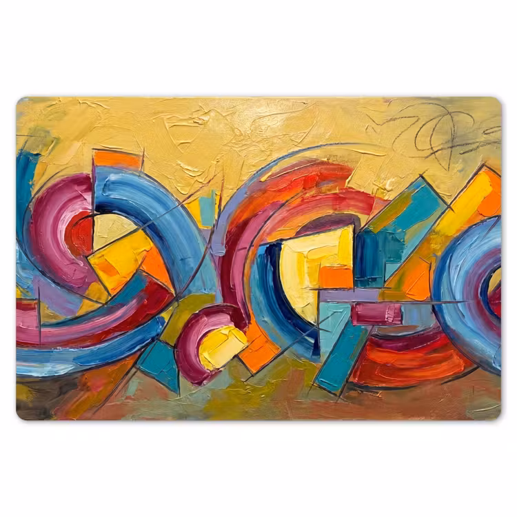 Placemat - 6 stuks - Abstract - Cirkels - Schilderij - Kleurrijk - Dynamisch — 7