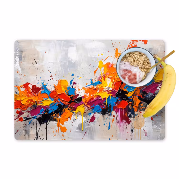 Placemat - 6 stuks - Abstract - Schilderij - Kleurrijk - Dynamisch — 1