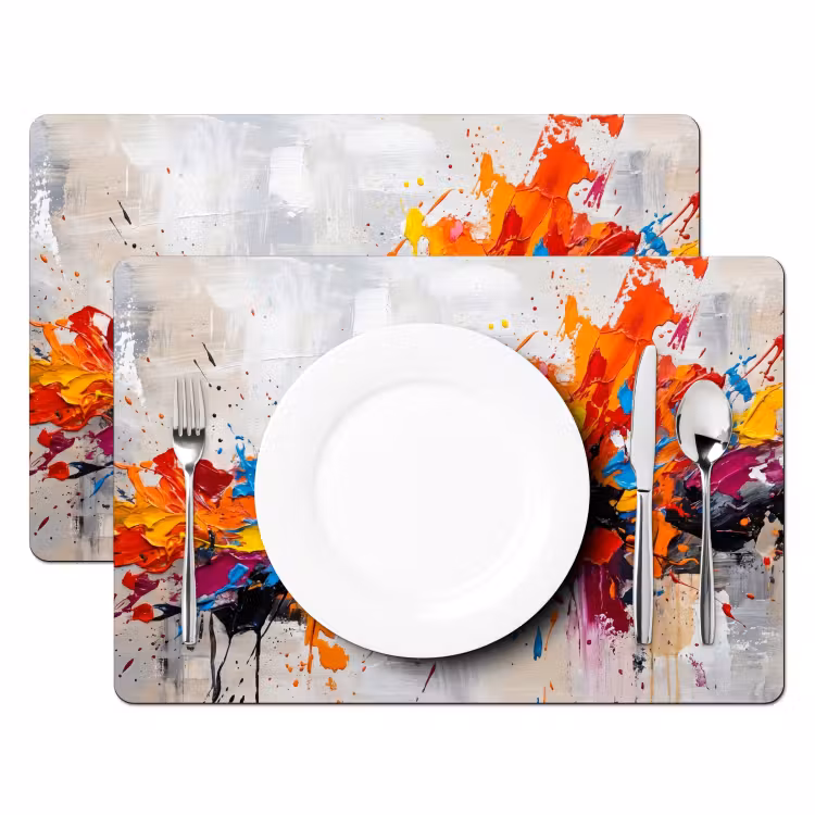 Placemat - 6 stuks - Abstract - Schilderij - Kleurrijk - Dynamisch — 2