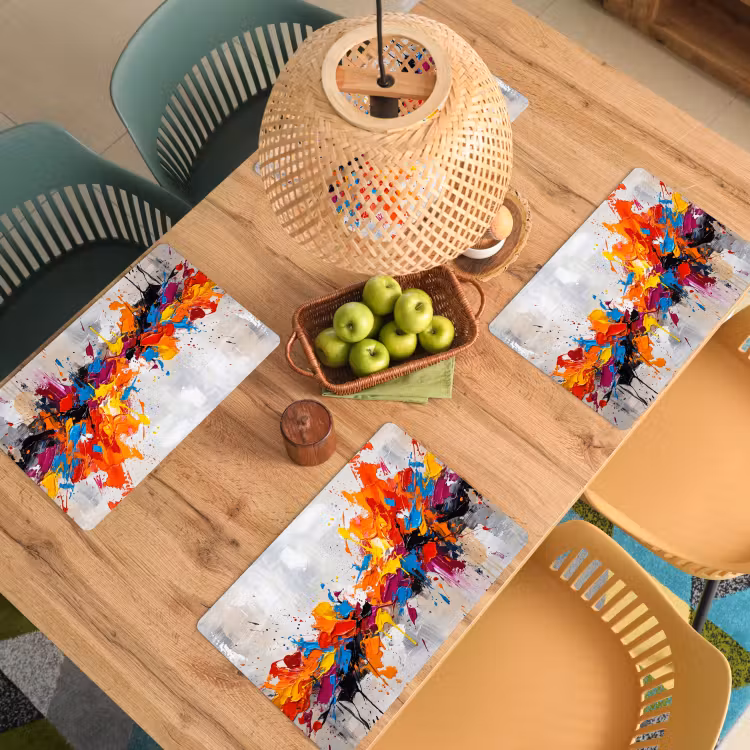 Placemat - 6 stuks - Abstract - Schilderij - Kleurrijk - Dynamisch — 6