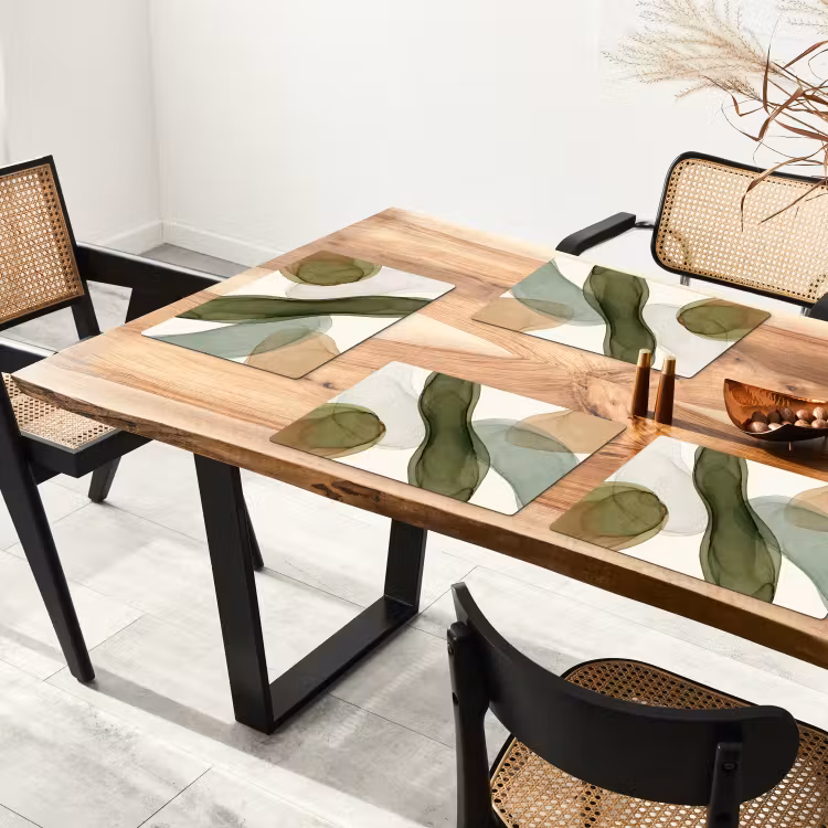 Placemat - 6 stuks - Abstract - Vormen - Modern - Kunst - Groen - Bruin — 5