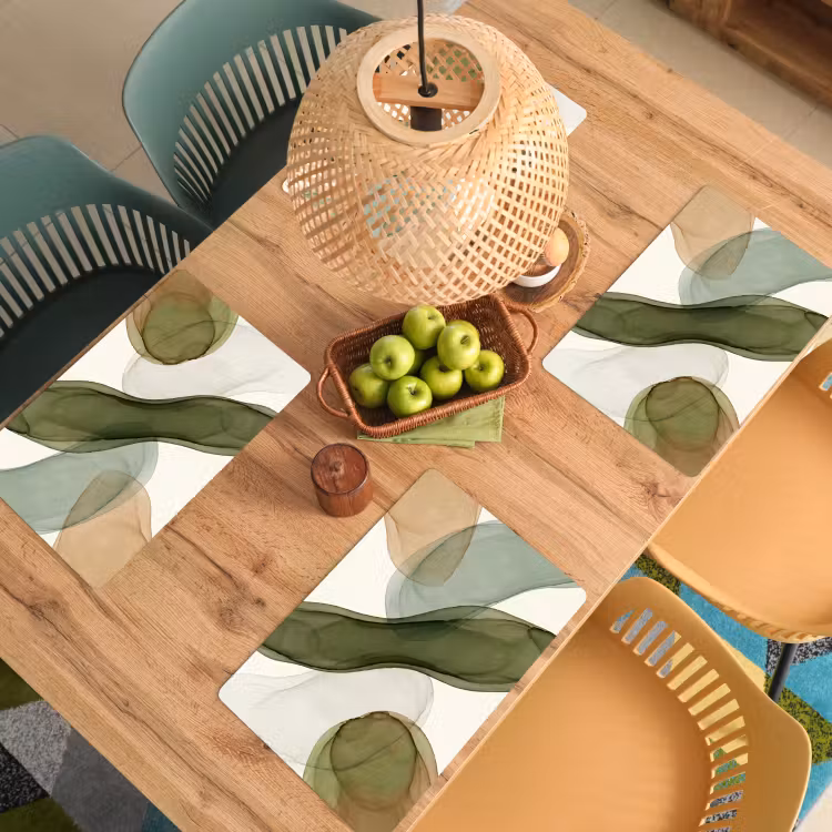 Placemat - 6 stuks - Abstract - Vormen - Modern - Kunst - Groen - Bruin — 6