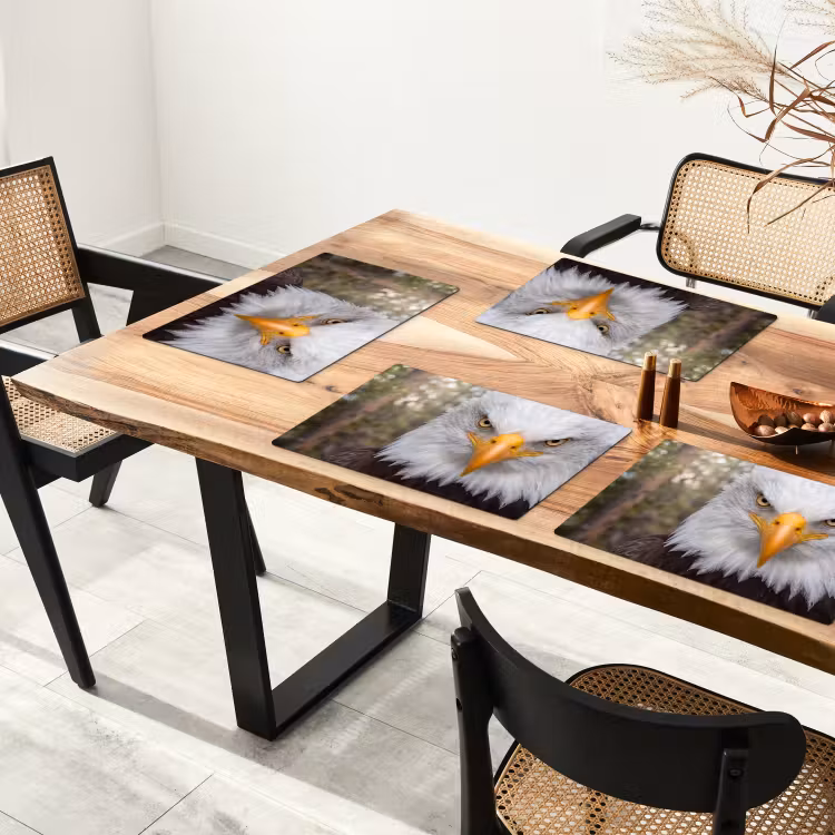 Placemat - 6 stuks - Amerikaans - Zeearend - Portret - Geel — 5