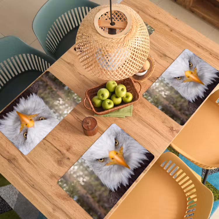 Placemat - 6 stuks - Amerikaans - Zeearend - Portret - Geel — 6