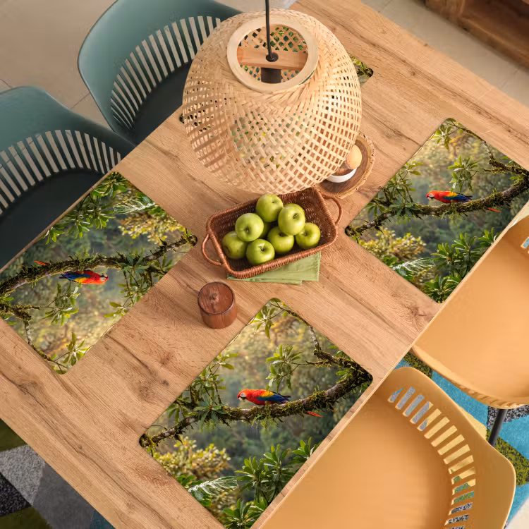 Placemat - 6 stuks - Ara - Jungle - Rood — 6