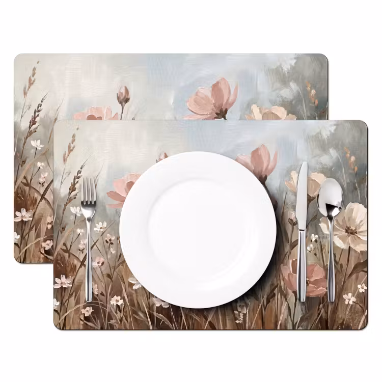 Placemat - 6 stuks - Bloemen - Botanisch - Schilderij - Pastel - Rustiek — 2