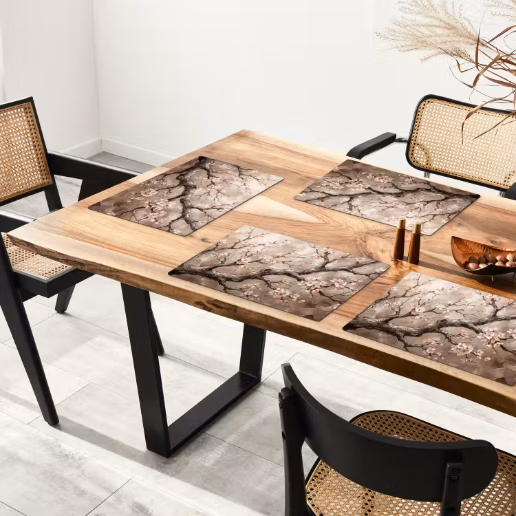 Placemat - 6 stuks - Bloesem - Takken - Schilderij - Beige - Serene — 5