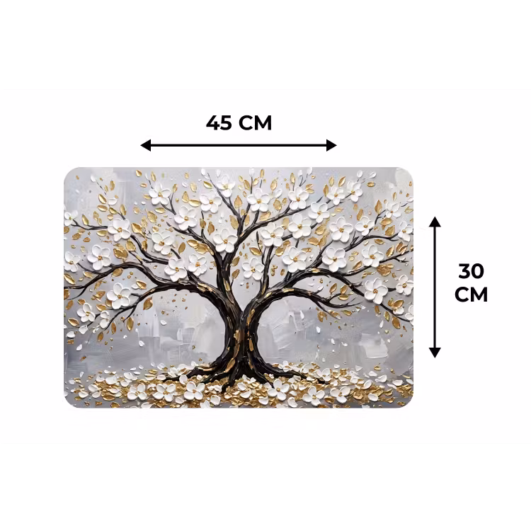 Placemat - 6 stuks - Boom - Bloemen - Natuur - Abstract - Wit — 3