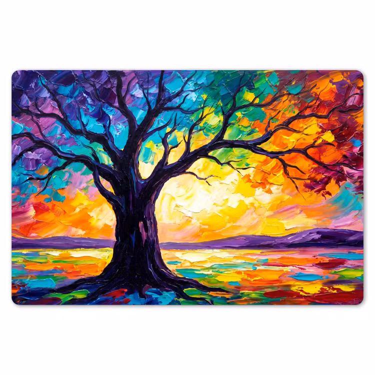 Placemat - 6 stuks - Boom - Landschap - Natuur - Abstract - Kleurrijk — 7