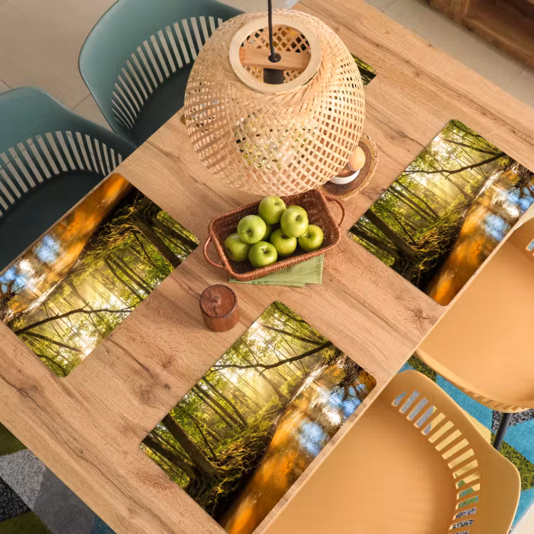 Placemat - 6 stuks - Bos - Beek - Zonlicht - Natuur - Groen — 6