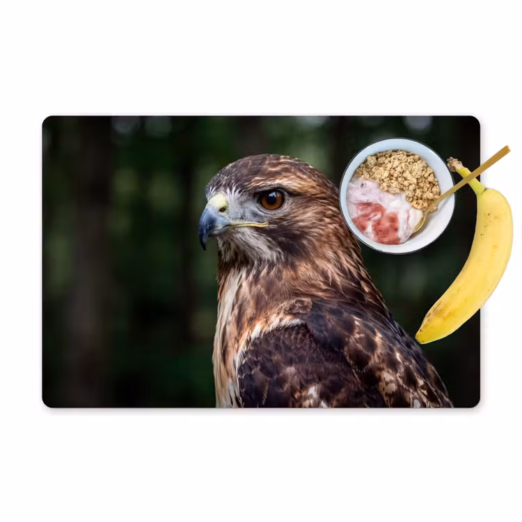 Placemat - 6 stuks - Buizerd - Roofvogel - Natuur - Bruin — 1