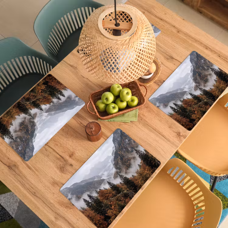 Placemat - 6 stuks - Bergen - Vallei - Mist - Herfst - Natuur — 6