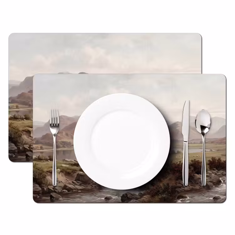 Placemat - 6 stuks - Berglandschap - Meer - Bergen - Vallei - Klassiek — 2