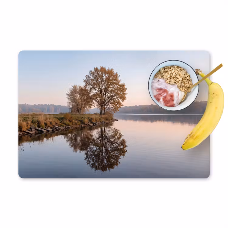 Placemat - 6 stuks - Bomen - Reflectie - Water - Zonsopgang - Serene — 1