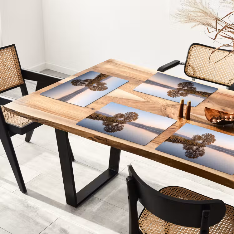 Placemat - 6 stuks - Bomen - Reflectie - Water - Zonsopgang - Serene — 5