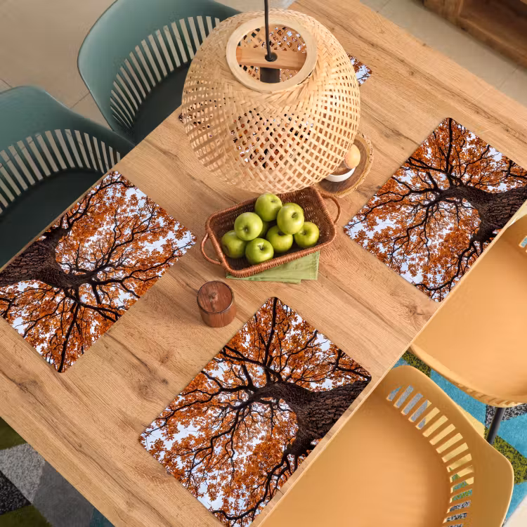 Placemat - 6 stuks - Boom - Bladerdak - Herfst - Oranje - Sfeervol — 6