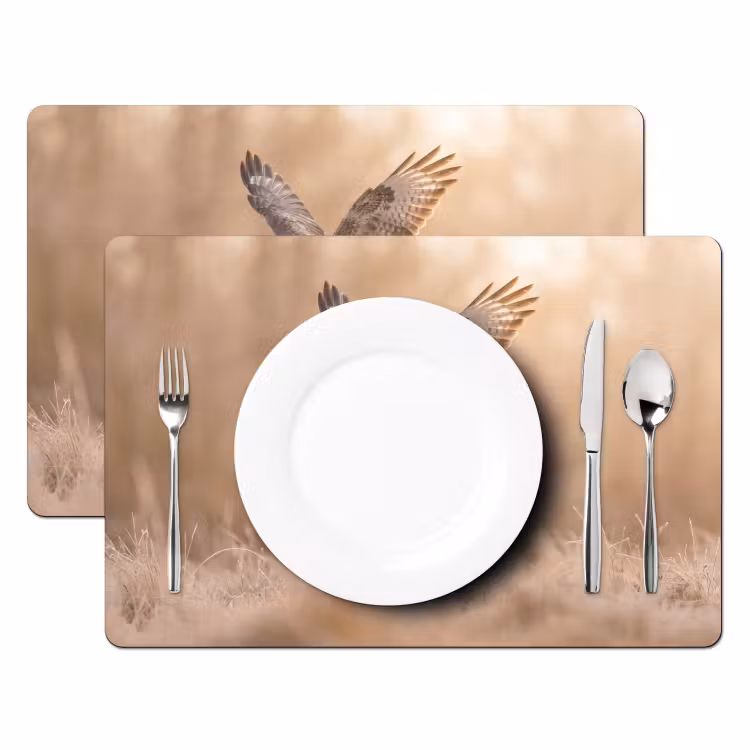Placemat - 6 stuks - Buizerd - Roofvogel - Natuur - Bruin — 2