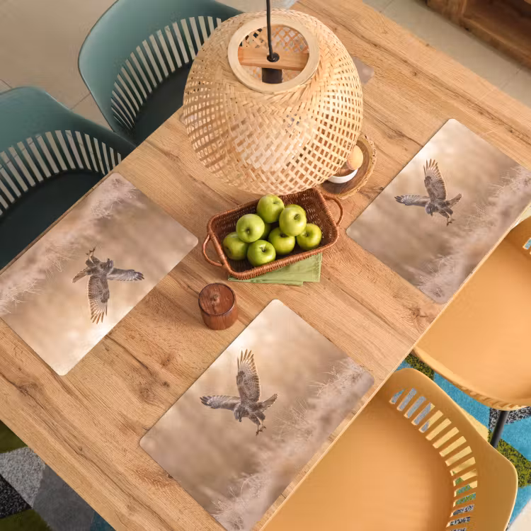 Placemat - 6 stuks - Buizerd - Roofvogel - Natuur - Bruin — 6