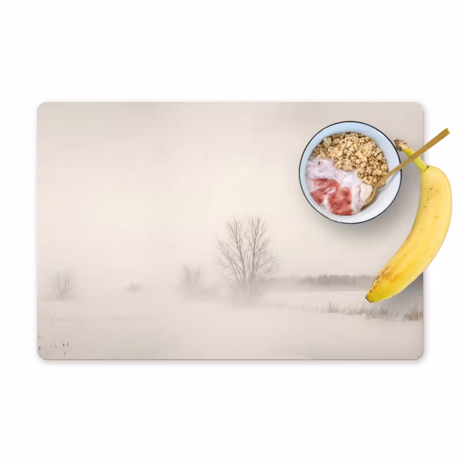 Placemat - 6 stuks - Boom - Mist - Sneeuw - Winter - Minimalistisch — 1