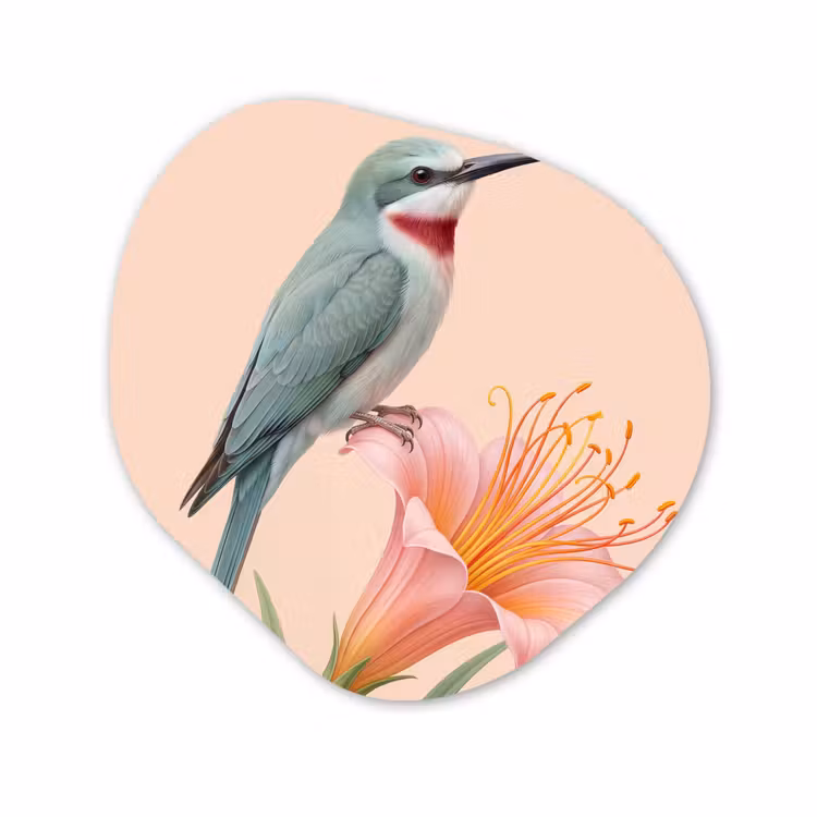 Organische vorm aluminium - Vogel - Bloem - Natuur - Roze — 1
