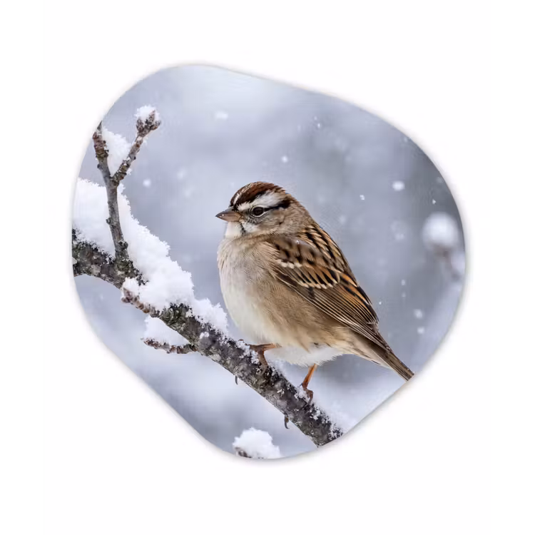 Organische vorm aluminium - Vogel - Tak - Sneeuw - Winter — 1