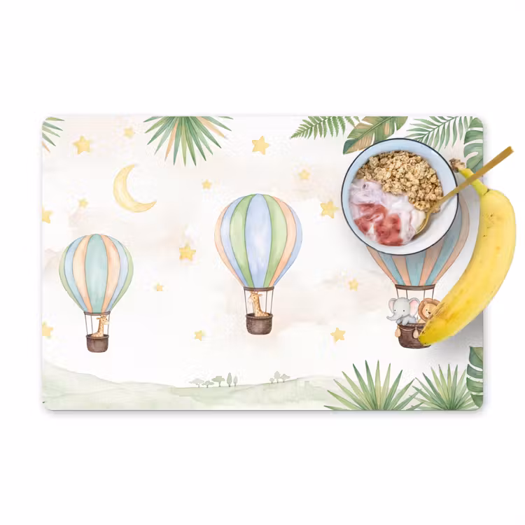Placemat - 6 stuks - Aquarel - Luchtballonnen - Pastel — 1