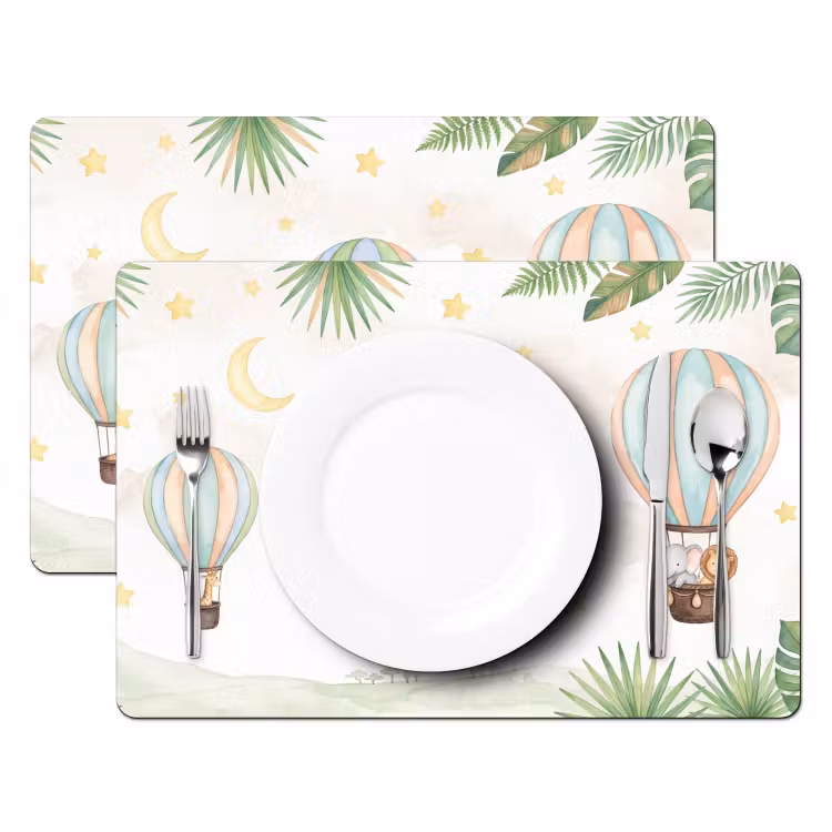 Placemat - 6 stuks - Aquarel - Luchtballonnen - Pastel — 2