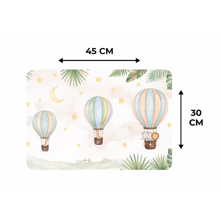 Placemat - 6 stuks - Aquarel - Luchtballonnen - Pastel — 3