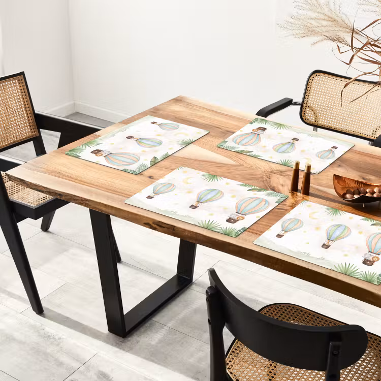 Placemat - 6 stuks - Aquarel - Luchtballonnen - Pastel — 5