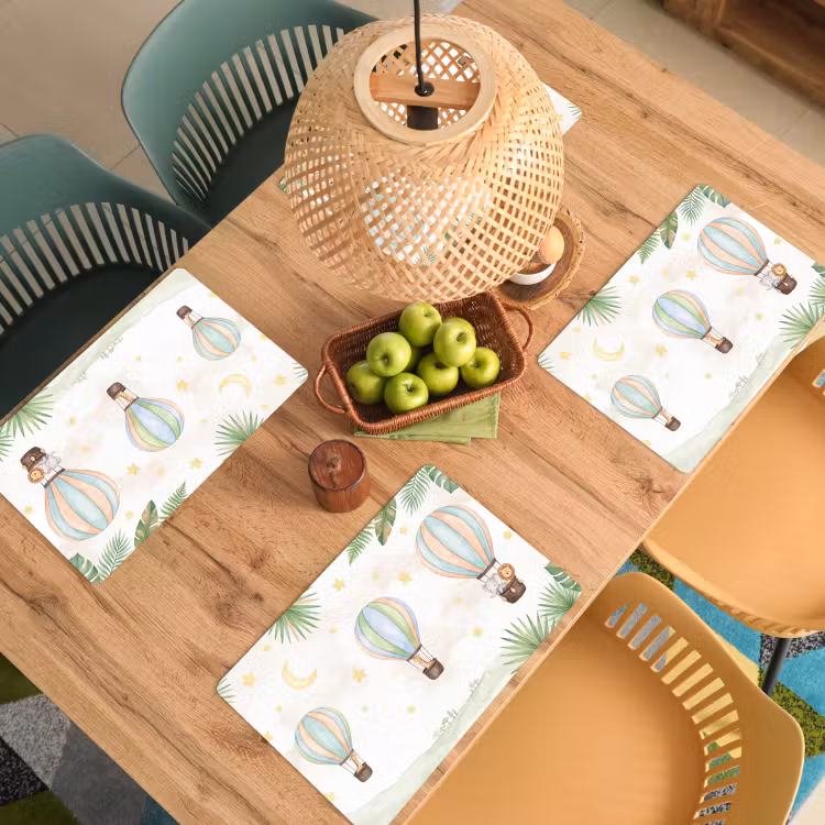 Placemat - 6 stuks - Aquarel - Luchtballonnen - Pastel — 6