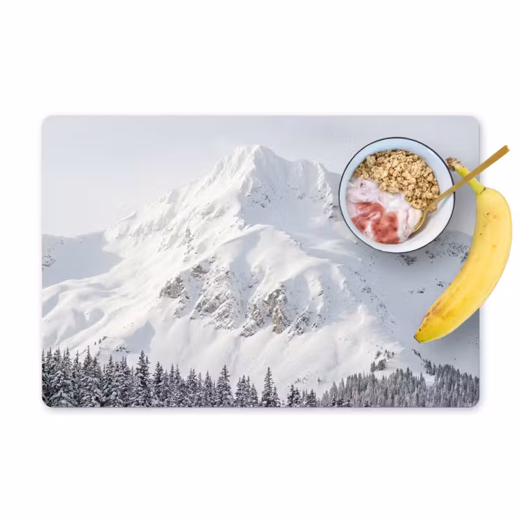 Placemat - 6 stuks - Berg - Sneeuw - Winter - Natuur - Wit — 1