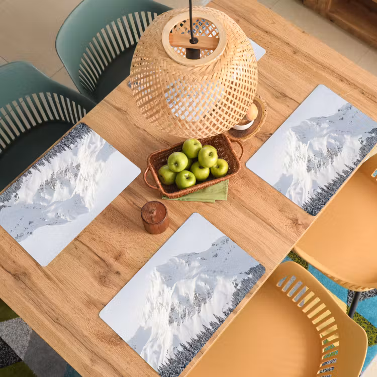 Placemat - 6 stuks - Berg - Sneeuw - Winter - Natuur - Wit — 6