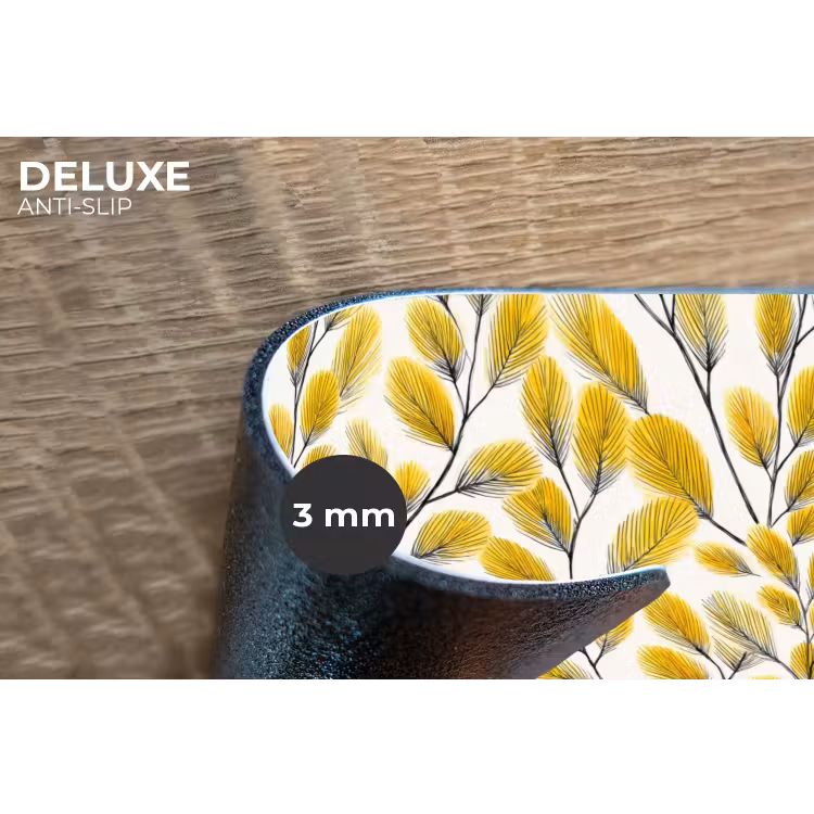 Placemat - 6 stuks - Bladeren - Botanisch - Elegant - Geel - Zwart — 4