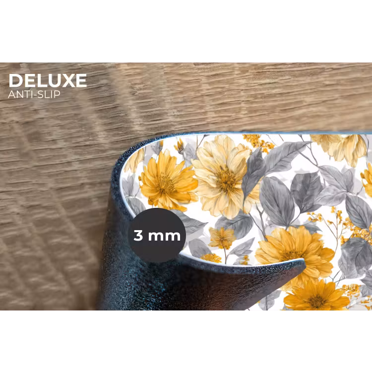 Placemat - 6 stuks - Bloemen - Botanisch - Elegant - Okergeel - Grijs — 4