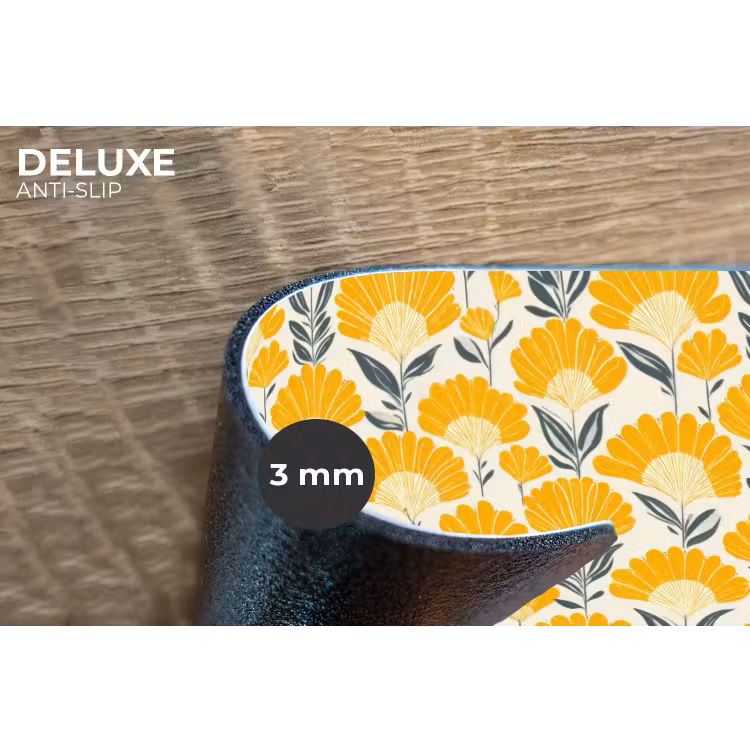 Placemat - 6 stuks - Bloemen - Retro - Botanisch - Okergeel - Grijs — 4
