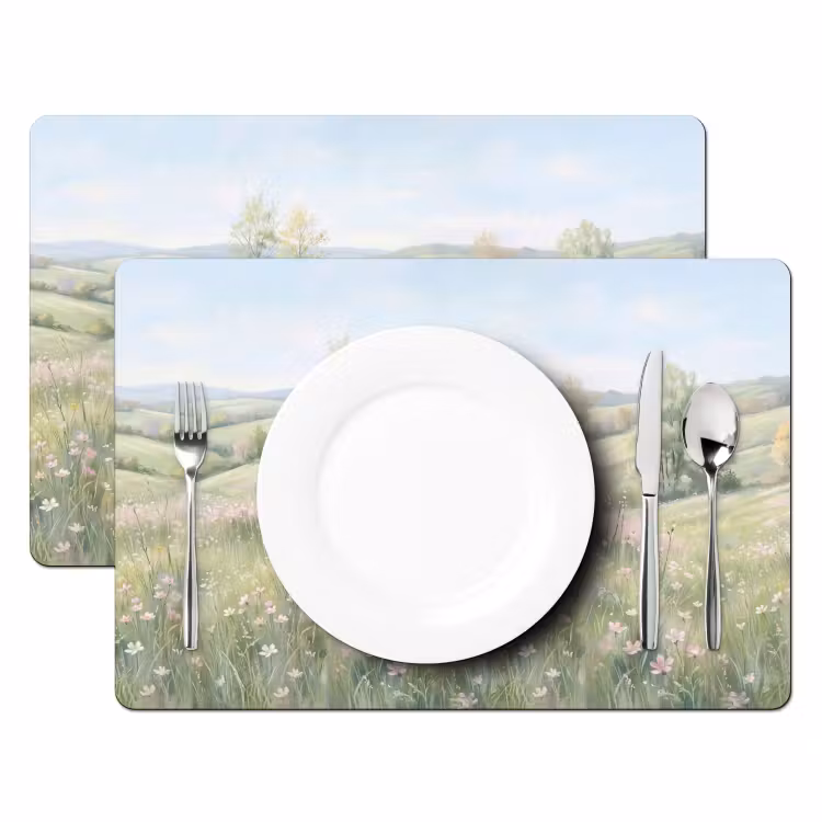Placemat - 6 stuks - Bloemen veld - Bloemen - Groen — 2