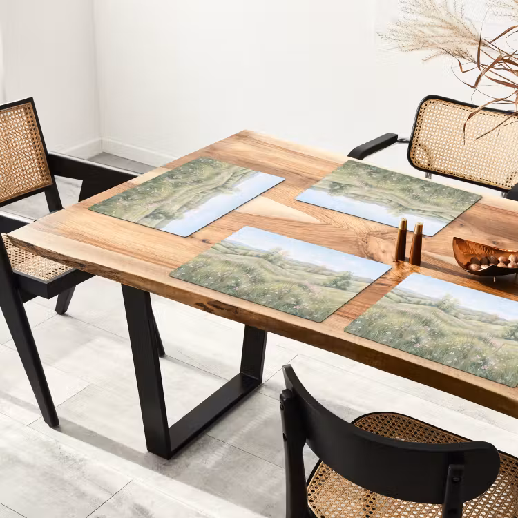 Placemat - 6 stuks - Bloemen veld - Bloemen - Groen — 5