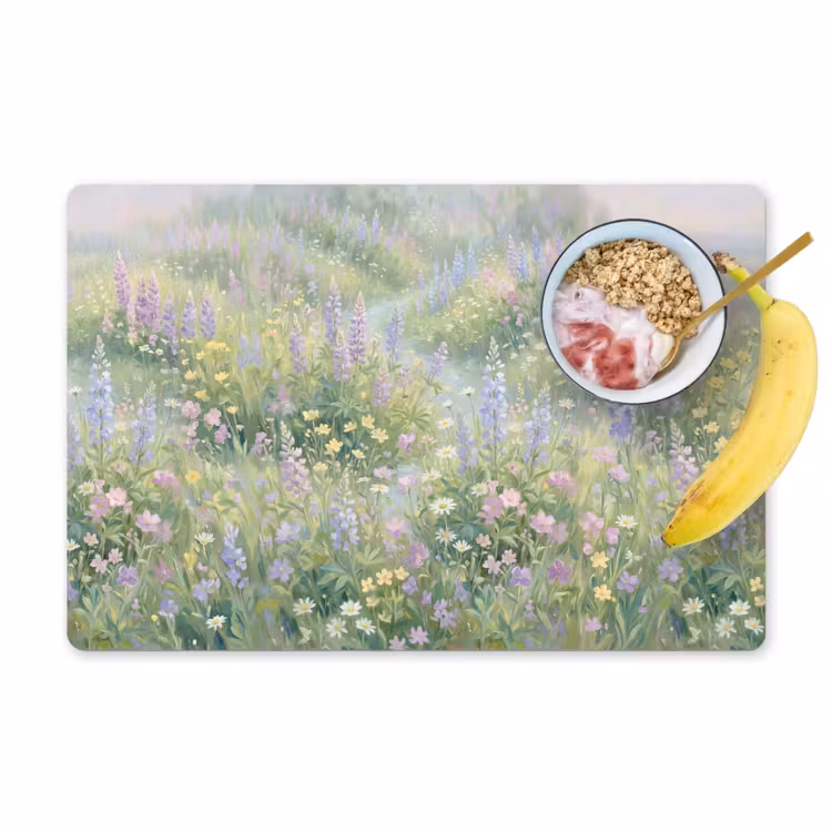Placemat - 6 stuks - Bloemenveld - Heuvels - Kleurrijk — 1