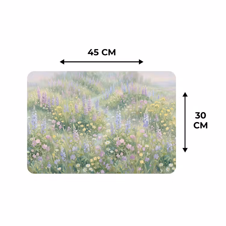 Placemat - 6 stuks - Bloemenveld - Heuvels - Kleurrijk — 3